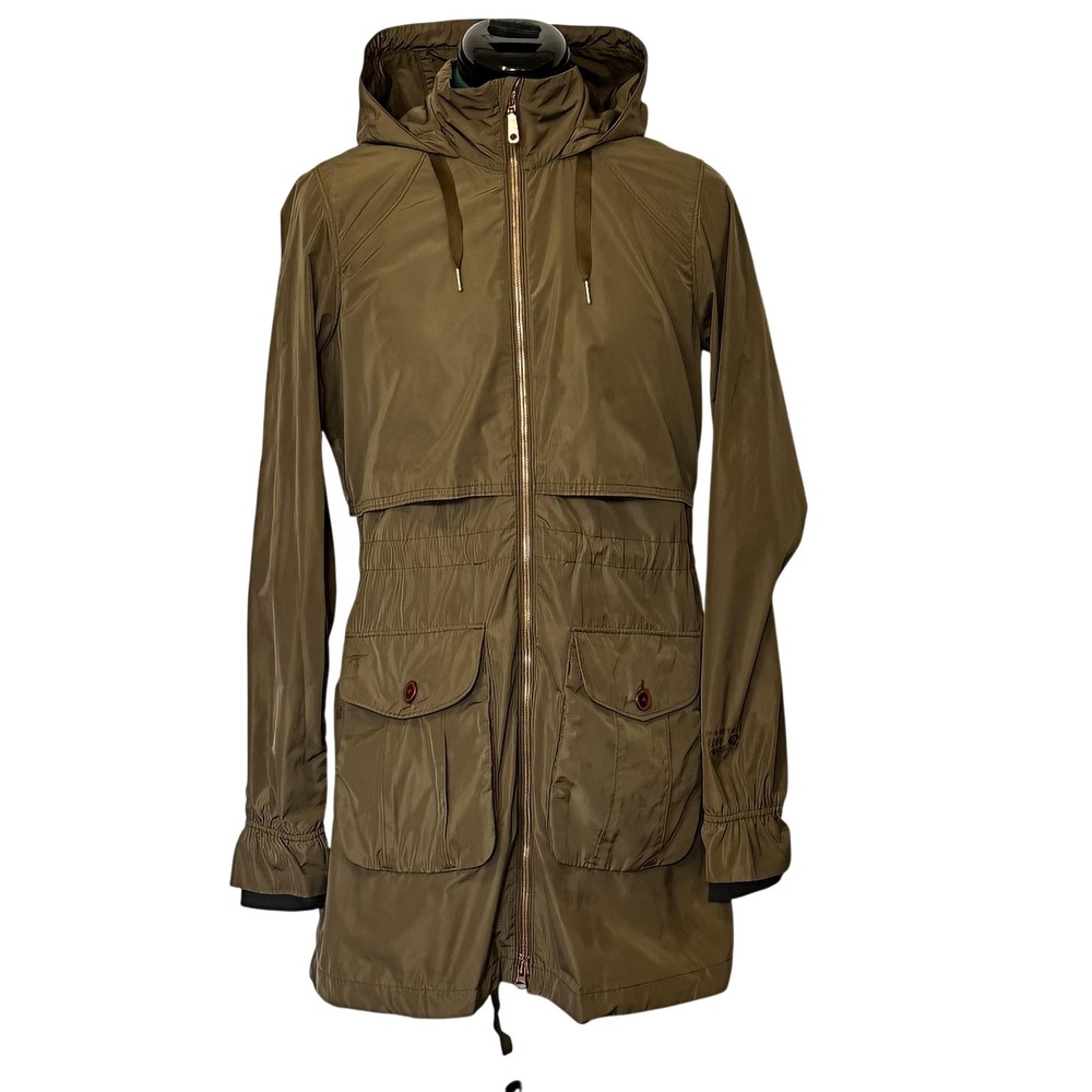 Mountain Hardwear‎ Jacket Womens Small Brown Hooded Long Parka Raincoat Outdoor